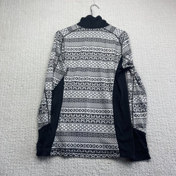 SWIX Base Layer Long Sleeve 1/2 Zip Wom L Nordic Pattern Black White Ski / Hke - Picture 9 of 13